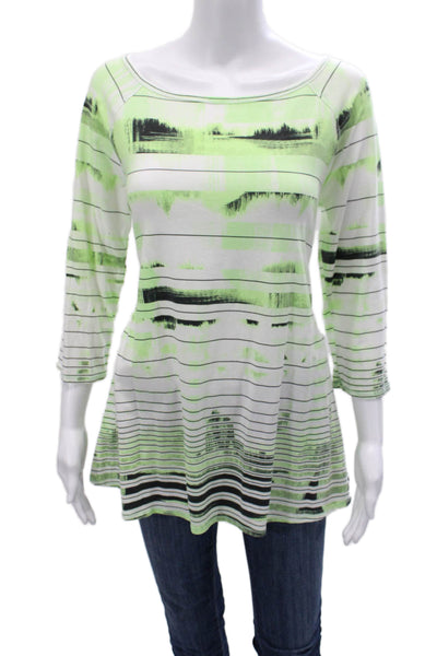 Calvin Klein Womens Striped Black Tunic 3/4 Sleeve Cotton Blend Size M