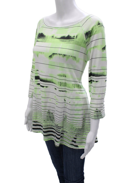 Calvin Klein Womens Striped Black Tunic 3/4 Sleeve Cotton Blend Size M