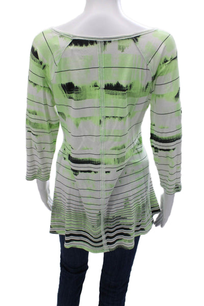 Calvin Klein Womens Striped Black Tunic 3/4 Sleeve Cotton Blend Size M