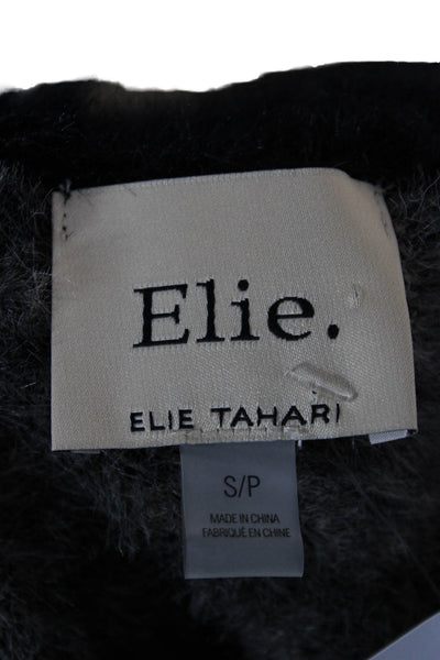 Elie Tahari Womens Cardigan Beige Animal Print VNeck Button Nylon Sleeve Size S