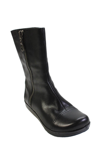 Korks Womens Leather Zip Up Mid-Calf Boots Black Size 37 6.5