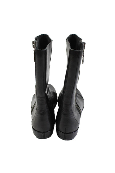 Korks Womens Leather Zip Up Mid-Calf Boots Black Size 37 6.5