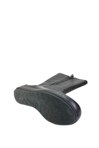 Korks Womens Leather Zip Up Mid-Calf Boots Black Size 37 6.5