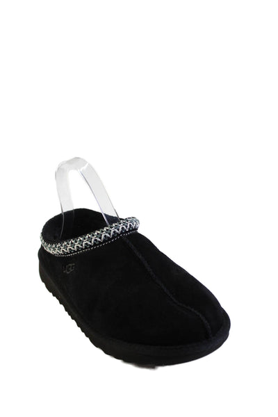 Ugg Womens Sheepskin Embroidered Slippers Black Size 6