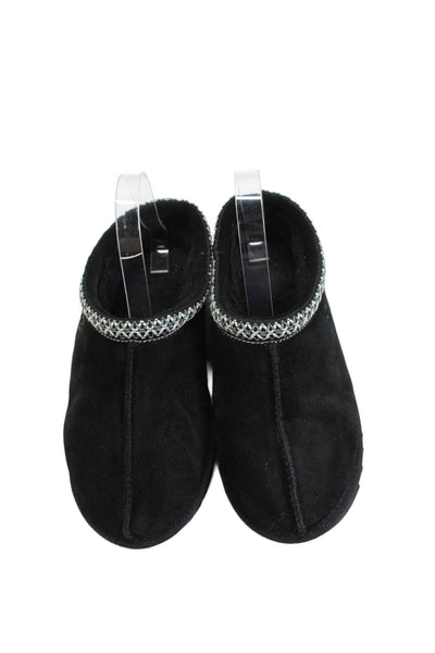 Ugg Womens Sheepskin Embroidered Slippers Black Size 6
