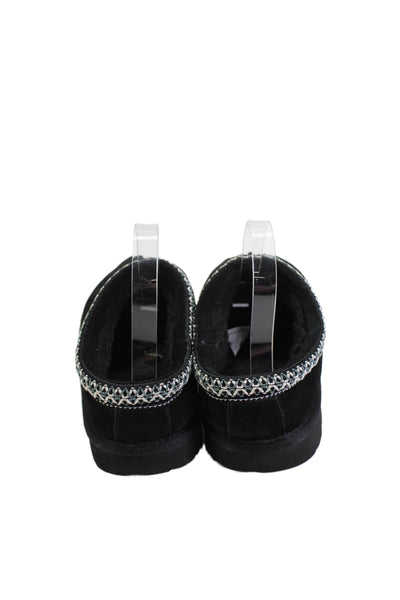 Ugg Womens Sheepskin Embroidered Slippers Black Size 6
