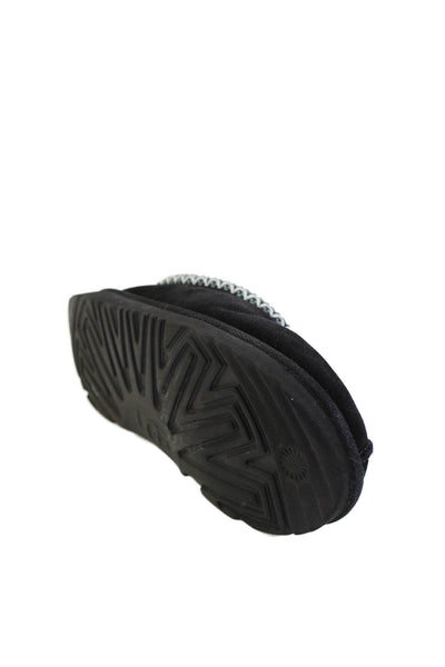 Ugg Womens Sheepskin Embroidered Slippers Black Size 6