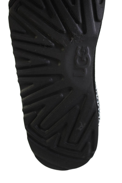 Ugg Womens Sheepskin Embroidered Slippers Black Size 6