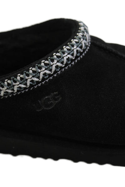 Ugg Womens Sheepskin Embroidered Slippers Black Size 6