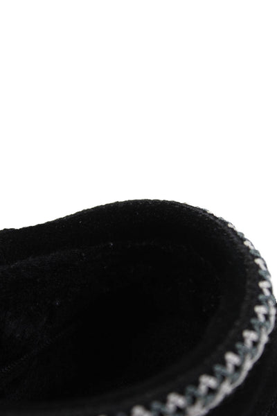 Ugg Womens Sheepskin Embroidered Slippers Black Size 6