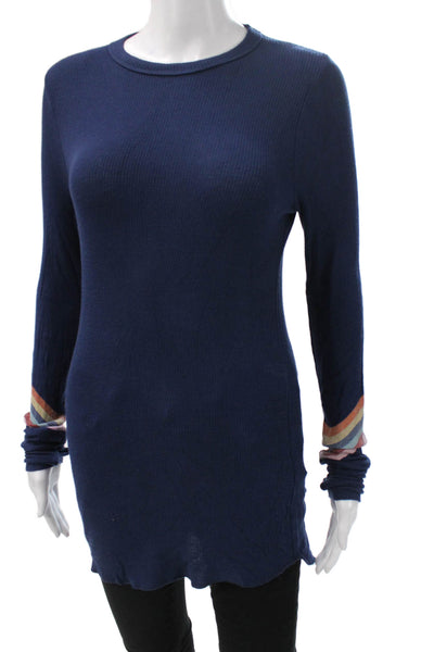 Michael Lauren Womens Dark Blue Tunic Crewneck Long Sleeve Rayon Spandex Size S