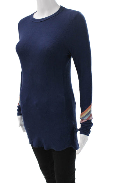 Michael Lauren Womens Dark Blue Tunic Crewneck Long Sleeve Rayon Spandex Size S