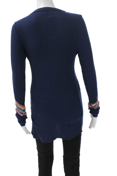 Michael Lauren Womens Dark Blue Tunic Crewneck Long Sleeve Rayon Spandex Size S