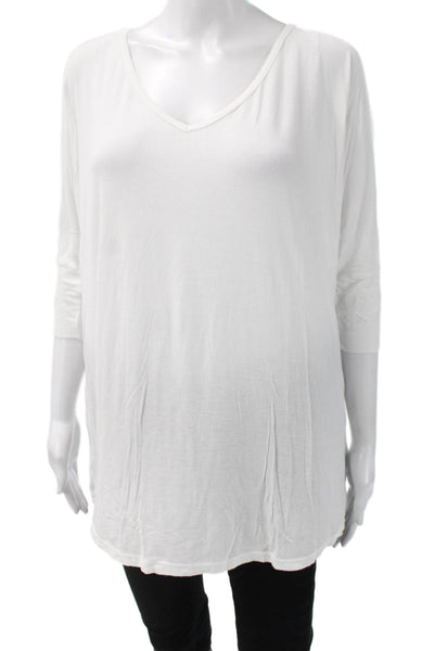 Michael Lauren Womens V-Neck Basic Tunic T-Shirt White 3/4 Sleeve Size M