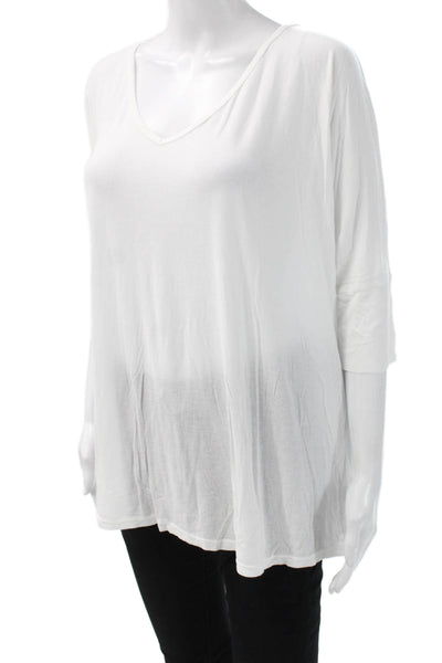 Michael Lauren Womens V-Neck Basic Tunic T-Shirt White 3/4 Sleeve Size M