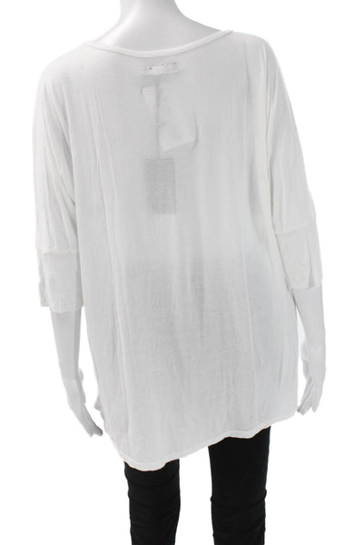 Michael Lauren Womens V-Neck Basic Tunic T-Shirt White 3/4 Sleeve Size M