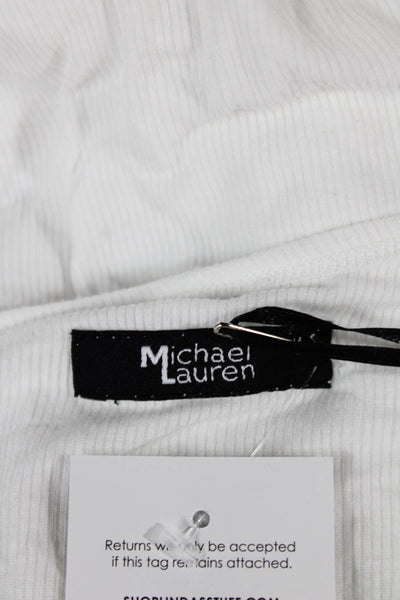 Michael Lauren Womens V-Neck Basic Tunic T-Shirt White 3/4 Sleeve Size M