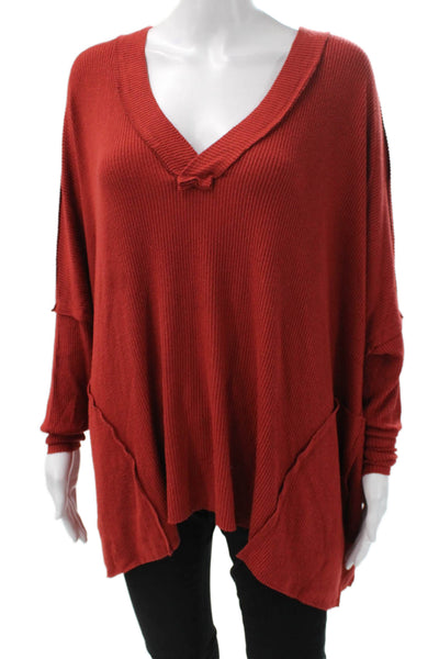 Michael Lauren Womens Pullover Sweater Red V-Neck Tie Long Sleeve Size M