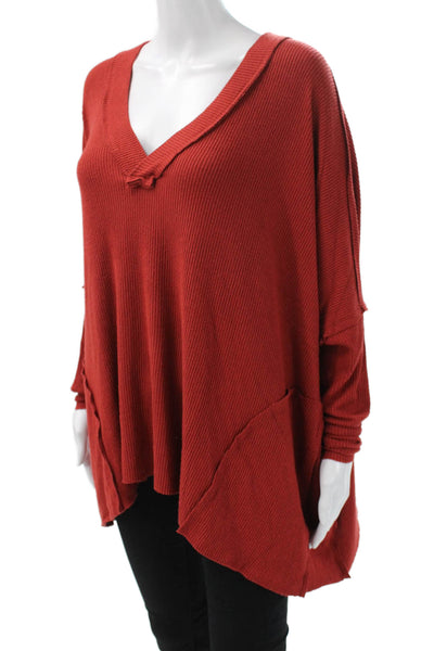Michael Lauren Womens Pullover Sweater Red V-Neck Tie Long Sleeve Size M