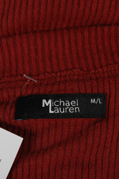 Michael Lauren Womens Pullover Sweater Red V-Neck Tie Long Sleeve Size M