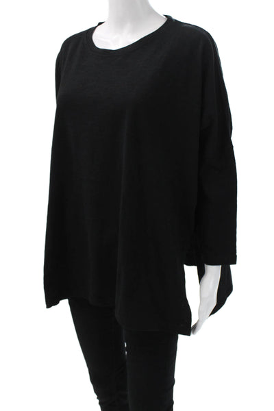 Mersea Women Basic Tunic Top Black Long Sleeve Round Neck Size One Size