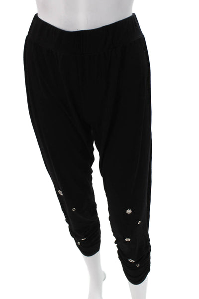 Michael Lauren Women Cropped Harem Pants Black Rayon Spandex Inseam 29 Size M