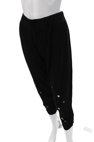 Michael Lauren Women Cropped Harem Pants Black Rayon Spandex Inseam 29 Size M