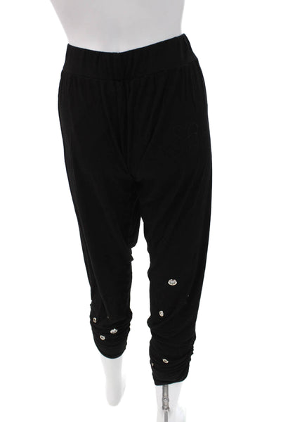Michael Lauren Women Cropped Harem Pants Black Rayon Spandex Inseam 29 Size M