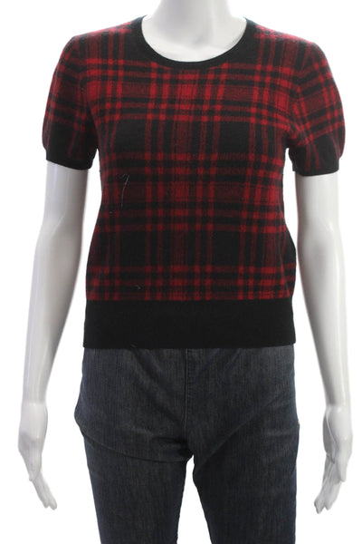 Polo Ralph Lauren Womens Plaid Wool Pullover Sweater Crew Neck Black Size XS
