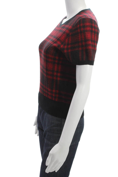 Polo Ralph Lauren Womens Plaid Wool Pullover Sweater Crew Neck Black Size XS