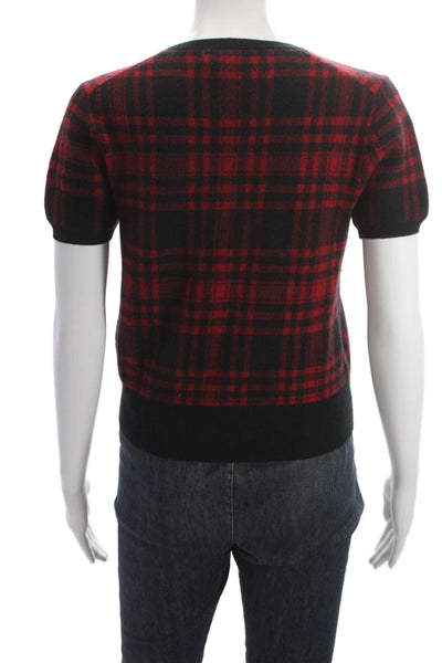 Polo Ralph Lauren Womens Plaid Wool Pullover Sweater Crew Neck Black Size XS