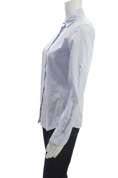 Brooks Brothers Women Striped Supima Button-Up Light Blue Longsleeve Size 0