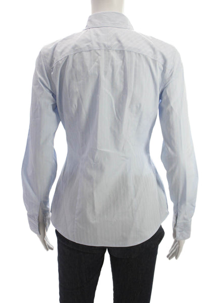 Brooks Brothers Women Striped Supima Button-Up Light Blue Longsleeve Size 0