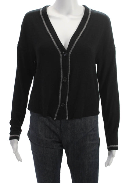 Michael Stars Womens Cardigan Black V-Neck Button Long Sleeve Size XS