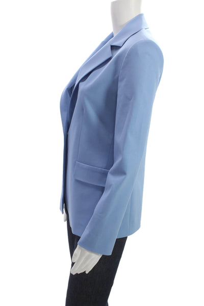 St. John Women Classic Light Blue Wool Blend Blazer Button Collared Size 2