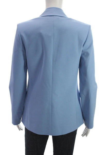 St. John Women Classic Light Blue Wool Blend Blazer Button Collared Size 2