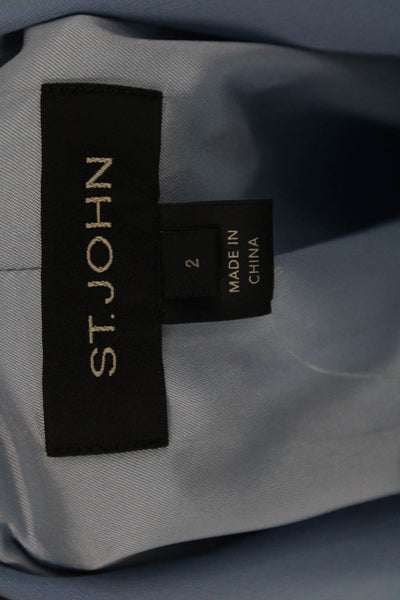 St. John Women Classic Light Blue Wool Blend Blazer Button Collared Size 2