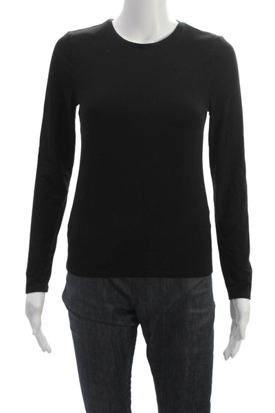 Sigrid Olsen Womens Basic Black Long Sleeve Crewneck T Shirt Size S
