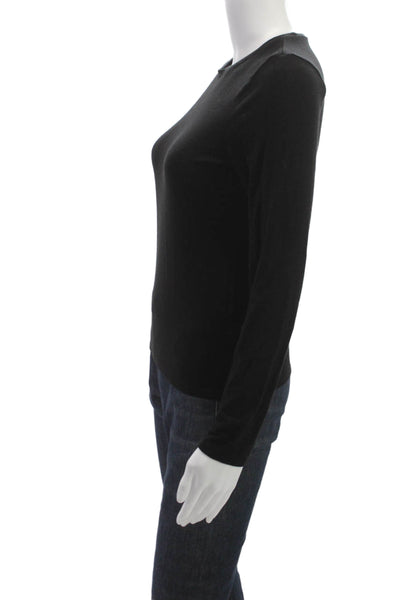 Sigrid Olsen Womens Basic Black Long Sleeve Crewneck T Shirt Size S