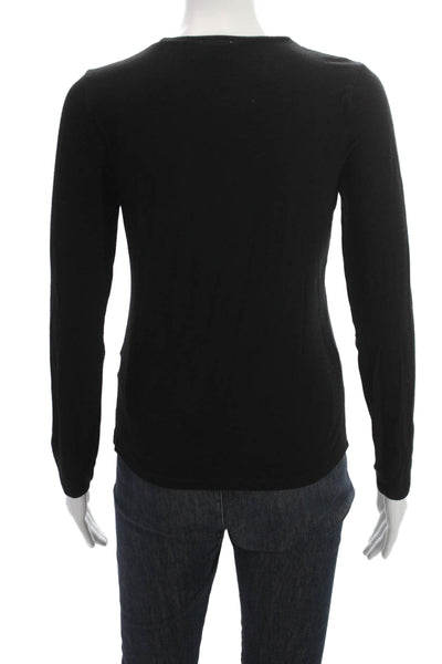 Sigrid Olsen Womens Basic Black Long Sleeve Crewneck T Shirt Size S