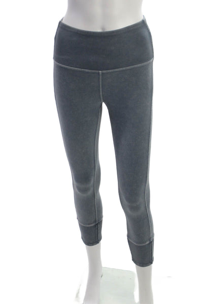 Lululemon Womens Cropped Leggings Dark Gray Nylon Blend Zip Size 4