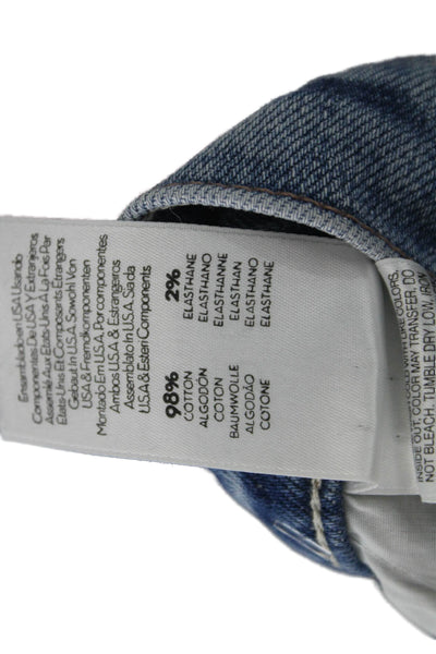 Mother Superior Womens Blue Floral Shorts Button Cotton Bohemian Size 26