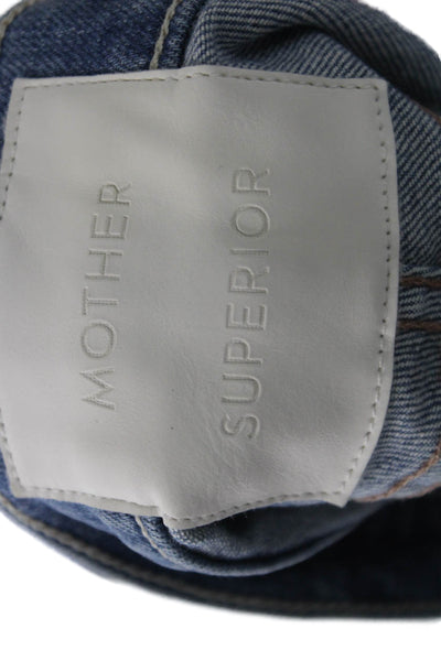 Mother Superior Womens Blue Floral Shorts Button Cotton Bohemian Size 26