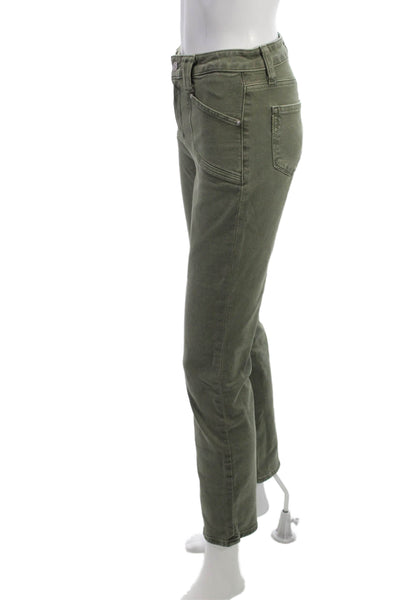 Paige Women Ankle Cropped Green Jeans Mid Rise Cotton Elastane Size 25