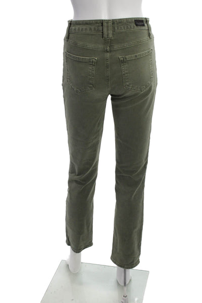 Paige Women Ankle Cropped Green Jeans Mid Rise Cotton Elastane Size 25