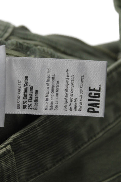 Paige Women Ankle Cropped Green Jeans Mid Rise Cotton Elastane Size 25