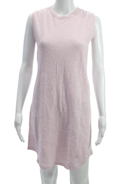 Lilla P Womens Shift Tank Dress Pink Cotton Crew Neck Sleeveless Mini Size XS