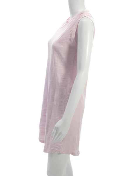 Lilla P Womens Shift Tank Dress Pink Cotton Crew Neck Sleeveless Mini Size XS