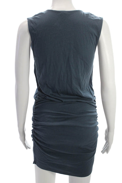 Monrow Women Bodycon Mini Dress Dark Blue V-Neck Sleeveless Size S