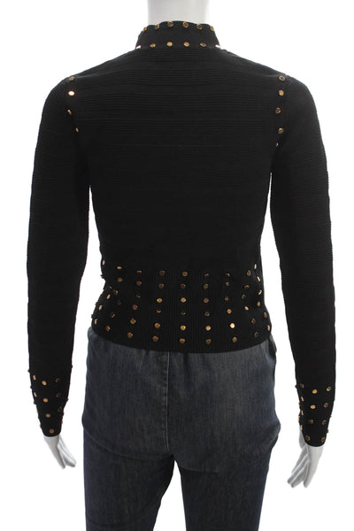 Karen Millen Women Pullover Black High Neck Long Sleeve Cotton Size S
